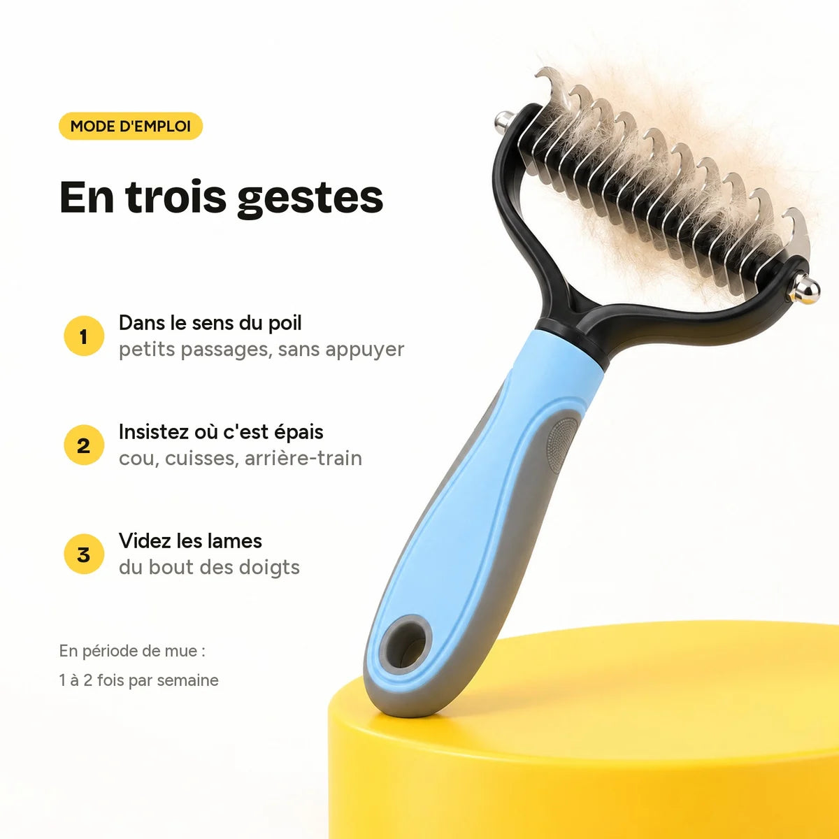 Mode d'emploi en trois gestes : dans le sens du poil, insister où c'est épais, vider les lames